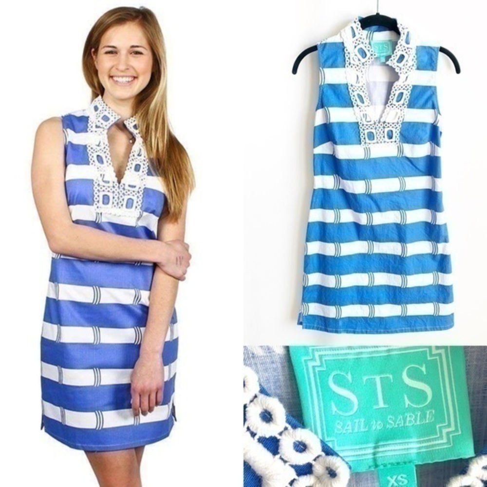SAIL TO SABLE Colony Chic Dress in Marina Blue in Size XS